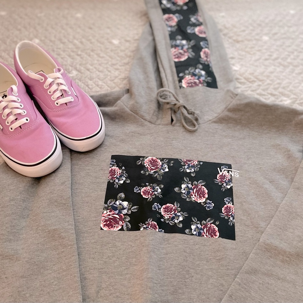 Vans sweatshirt and shoes. Sweatshirt has never been worn. Shoes gently used.